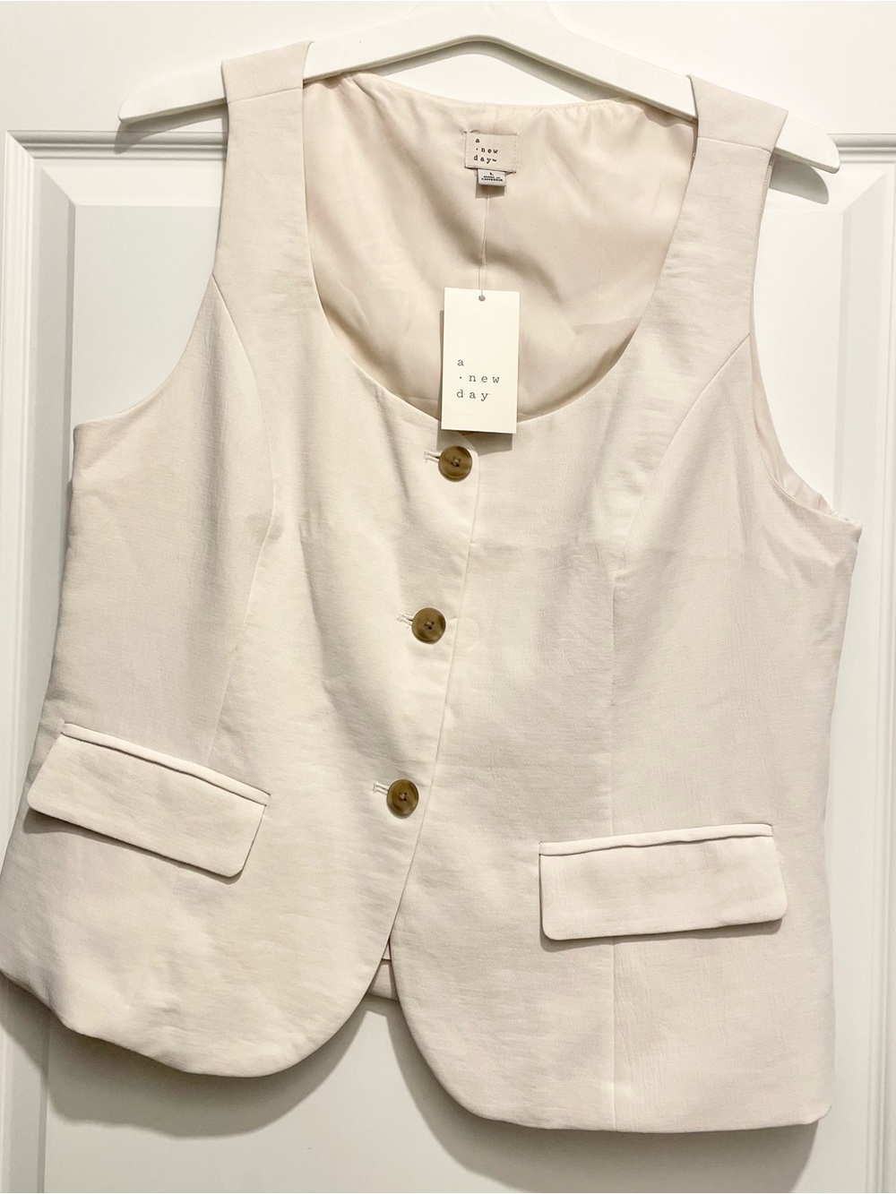 a new day Cream Button-Front Sleeveless Vest